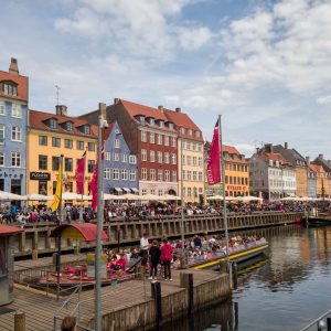 Some colorful building facades along the Nyhavn Canal at Copenhagen Denmark